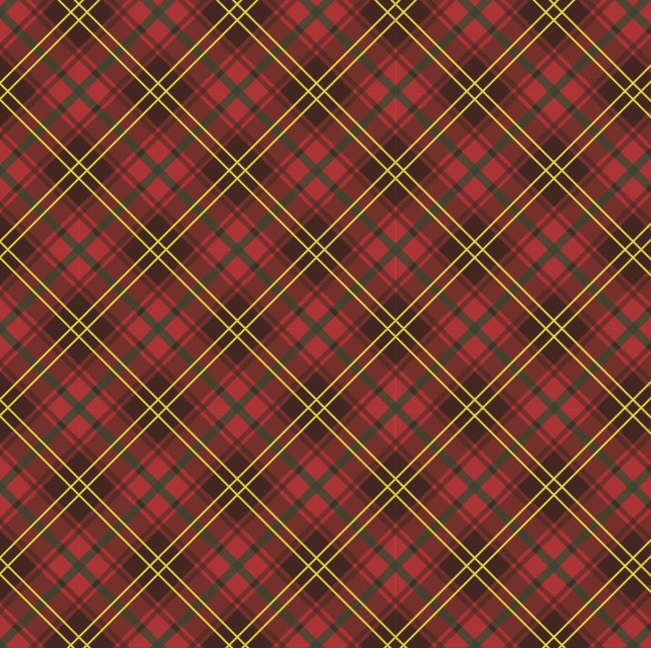 Red Plaid Foil Stripes Paper