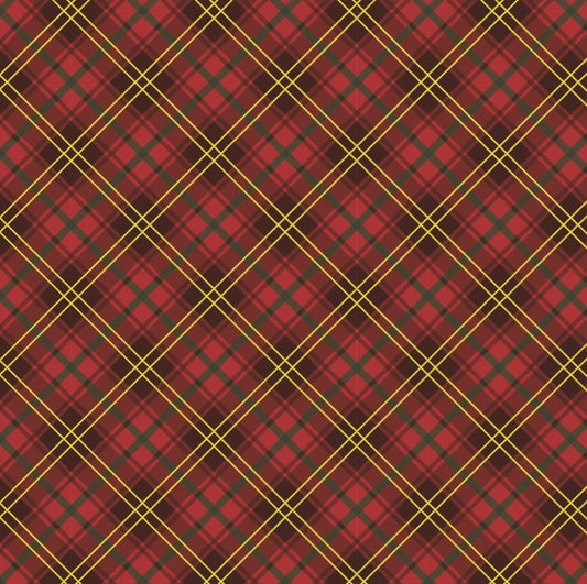 Red Plaid Foil Stripes Paper